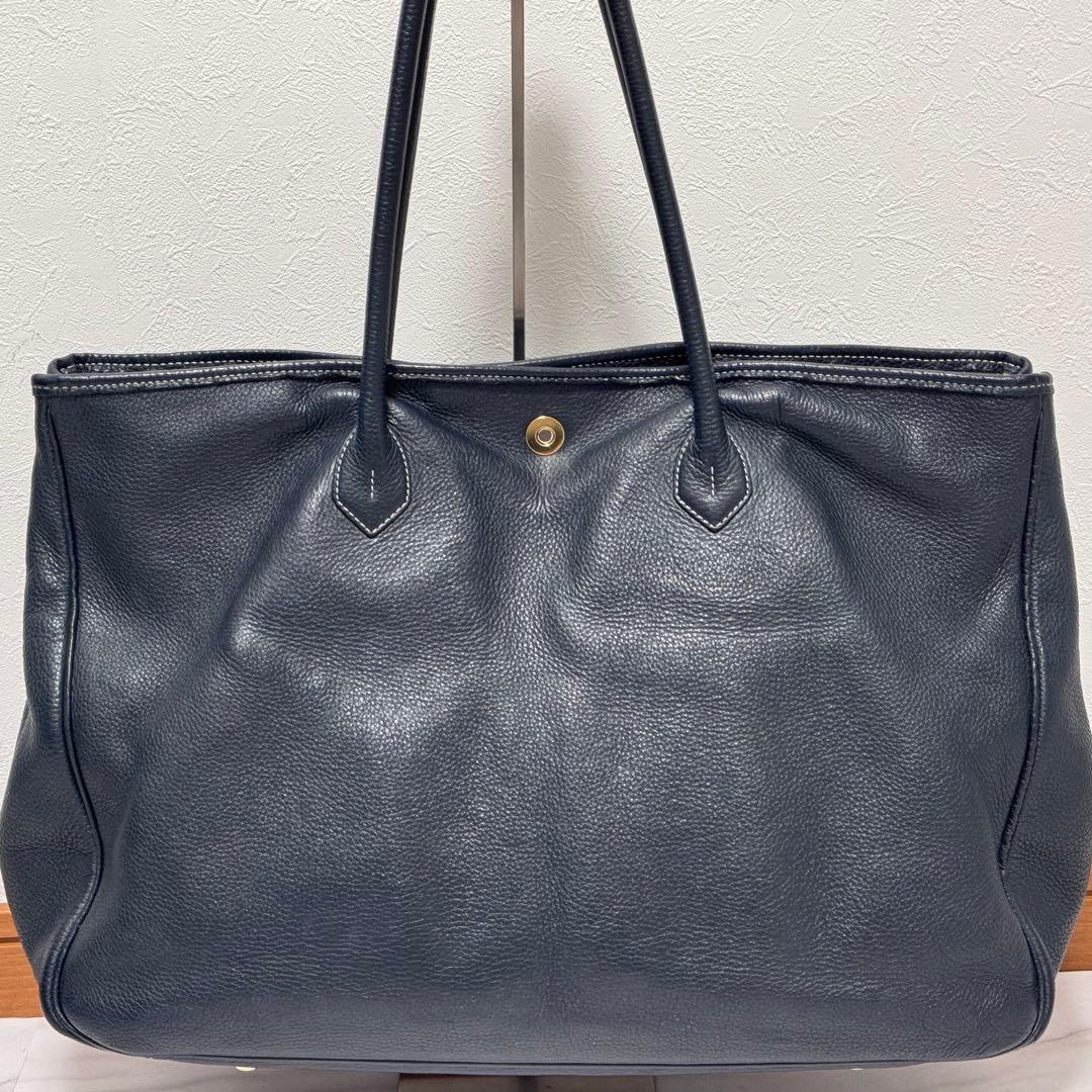 シセイ オールレザー トートバッグ ネイビー ビジネス 大容量 PC A4シボ革