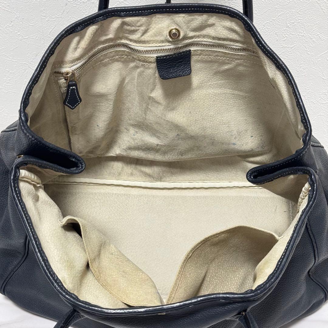 シセイ オールレザー トートバッグ ネイビー ビジネス 大容量 PC A4シボ革