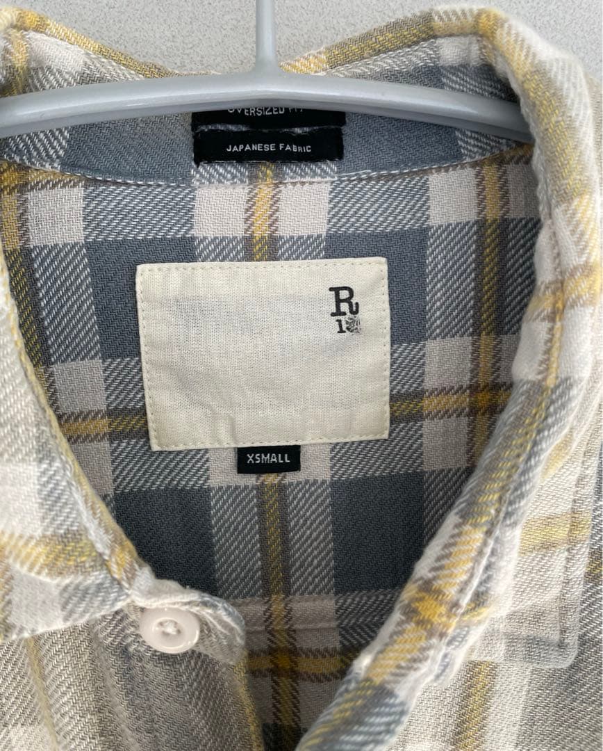 R13 オーバーサイズチェックシャツ XS グレー系
