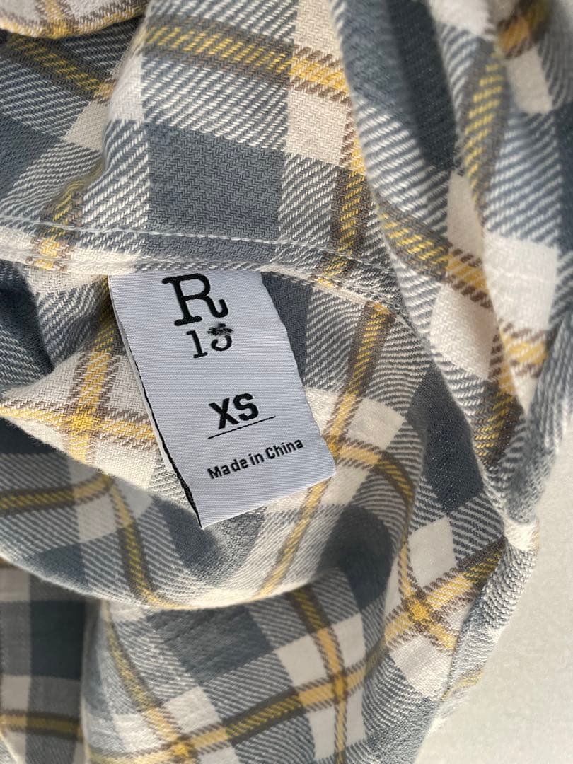 R13 オーバーサイズチェックシャツ XS グレー系