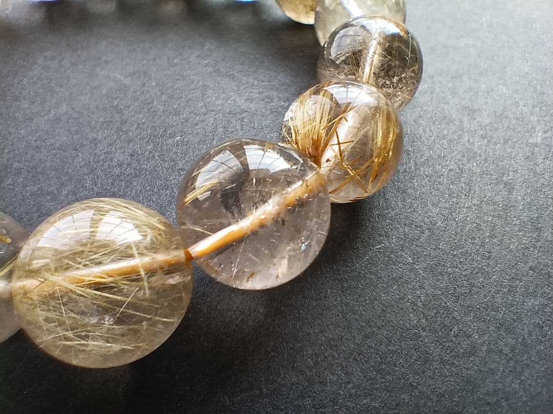 ゴールドルチル クォーツ 12.5mm玉(±0.3mm) 　16cmブレス ⑧