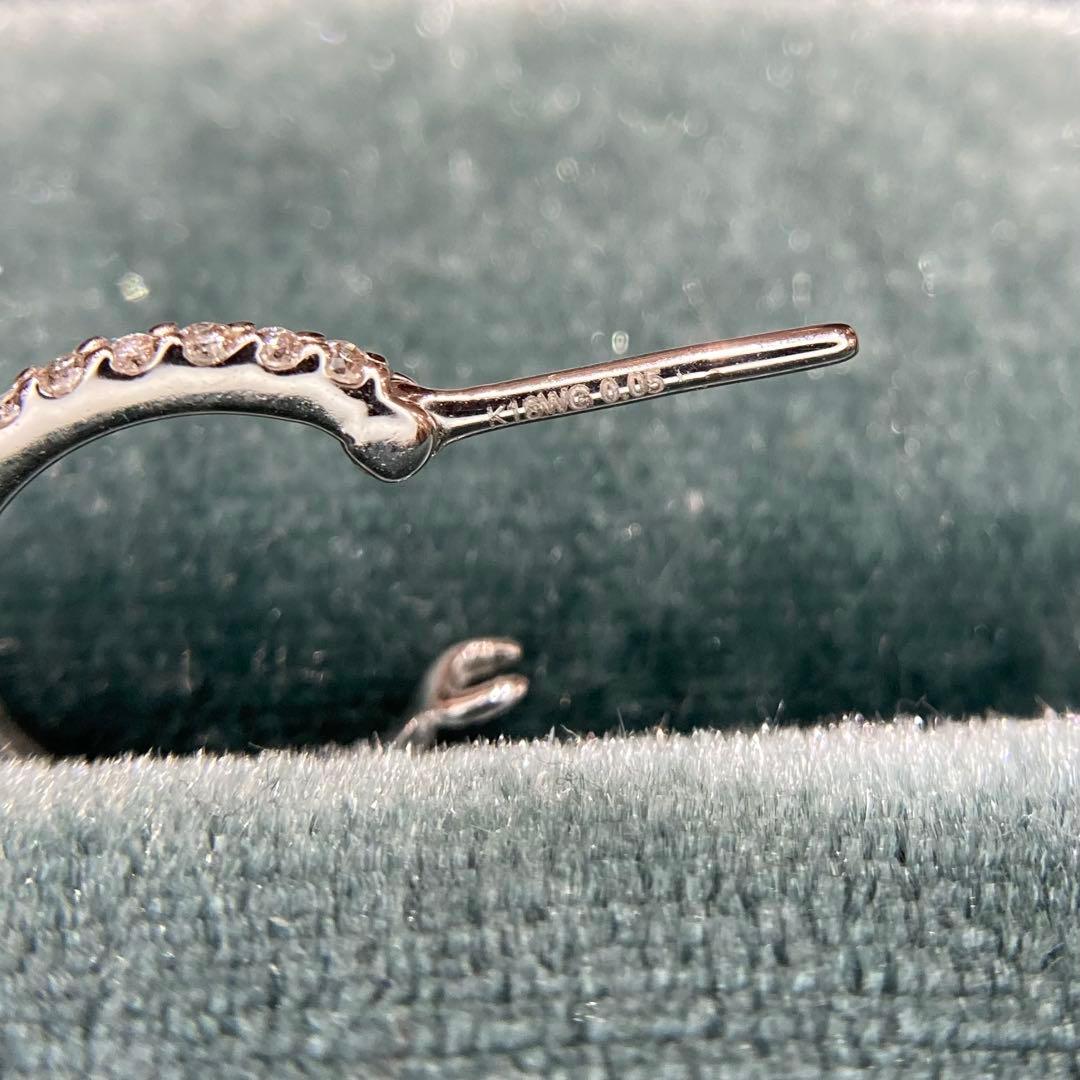 【新品未使用】K18WG 天然ダイヤモンド　フープピアス