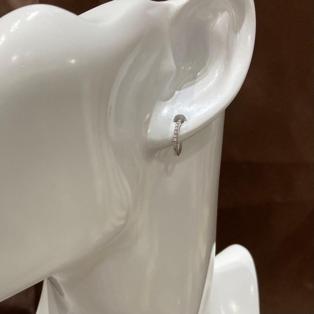 【新品未使用】K18WG 天然ダイヤモンド　フープピアス