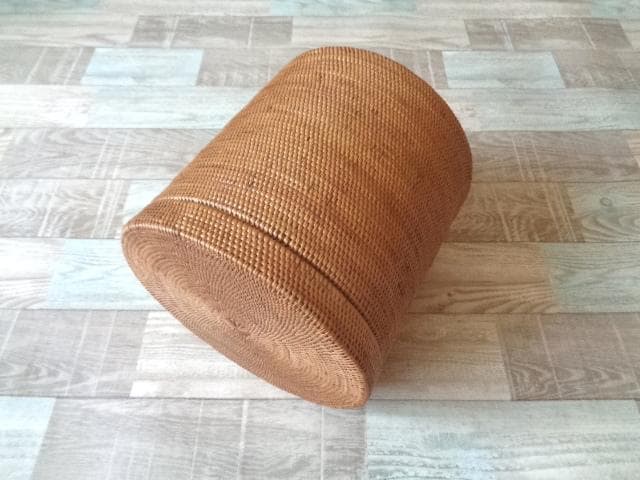 円筒ボックス●フタ取外可●無地●アタ●バリ島●アジアン雑貨●1001.1