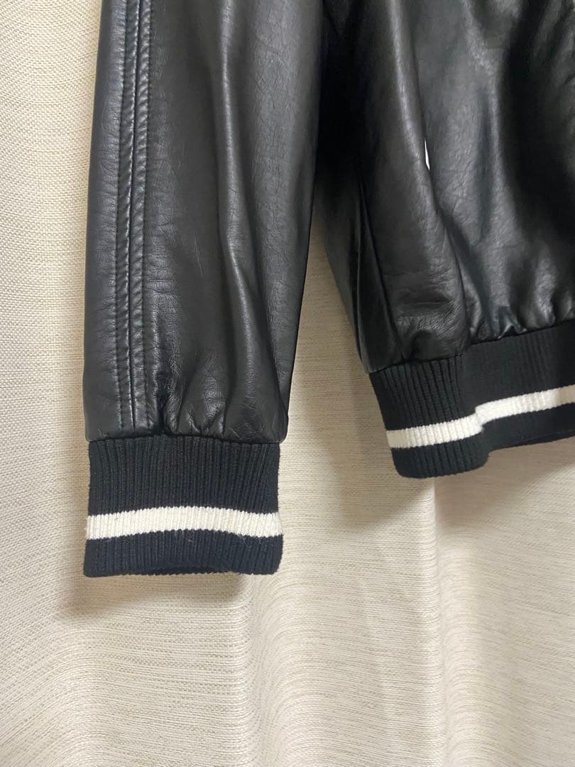 黒 [希少]レザー スカジャン Japan 鷲刺繍