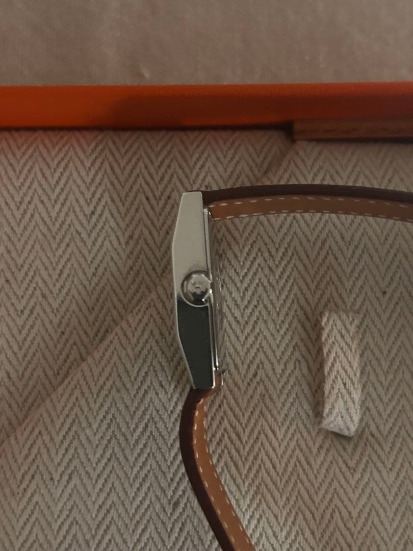 HERMES 長方形時計 ブラウンレザー