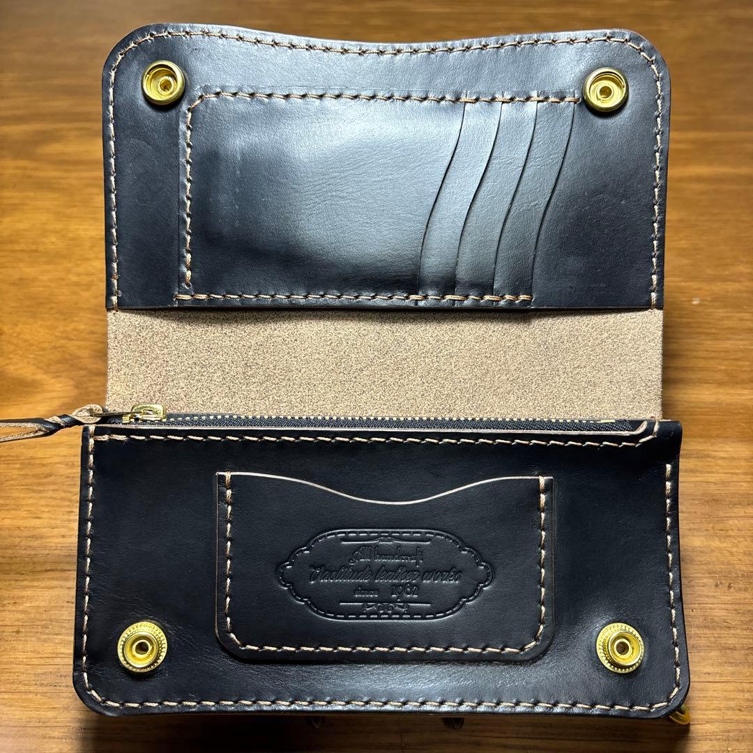 ひろひー　ロングウォレット 3層タイプ　カードポケット4つ　糸ベージュ