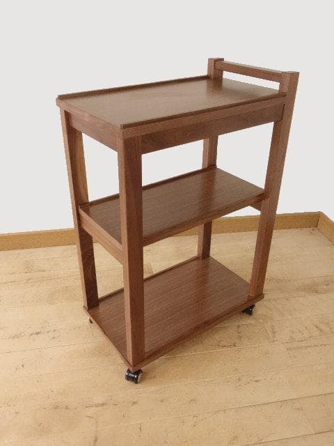 北海道手作り家具　ウォールナット材　木製　ワゴン