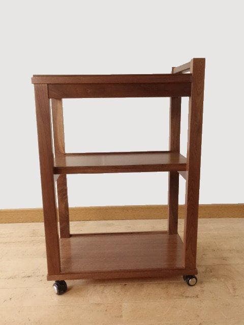 北海道手作り家具　ウォールナット材　木製　ワゴン