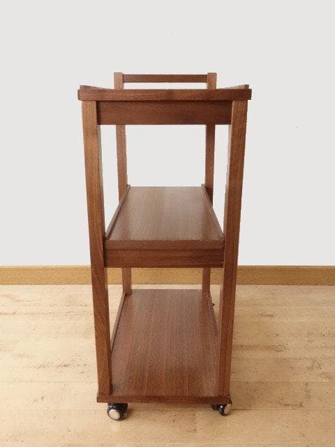 北海道手作り家具　ウォールナット材　木製　ワゴン