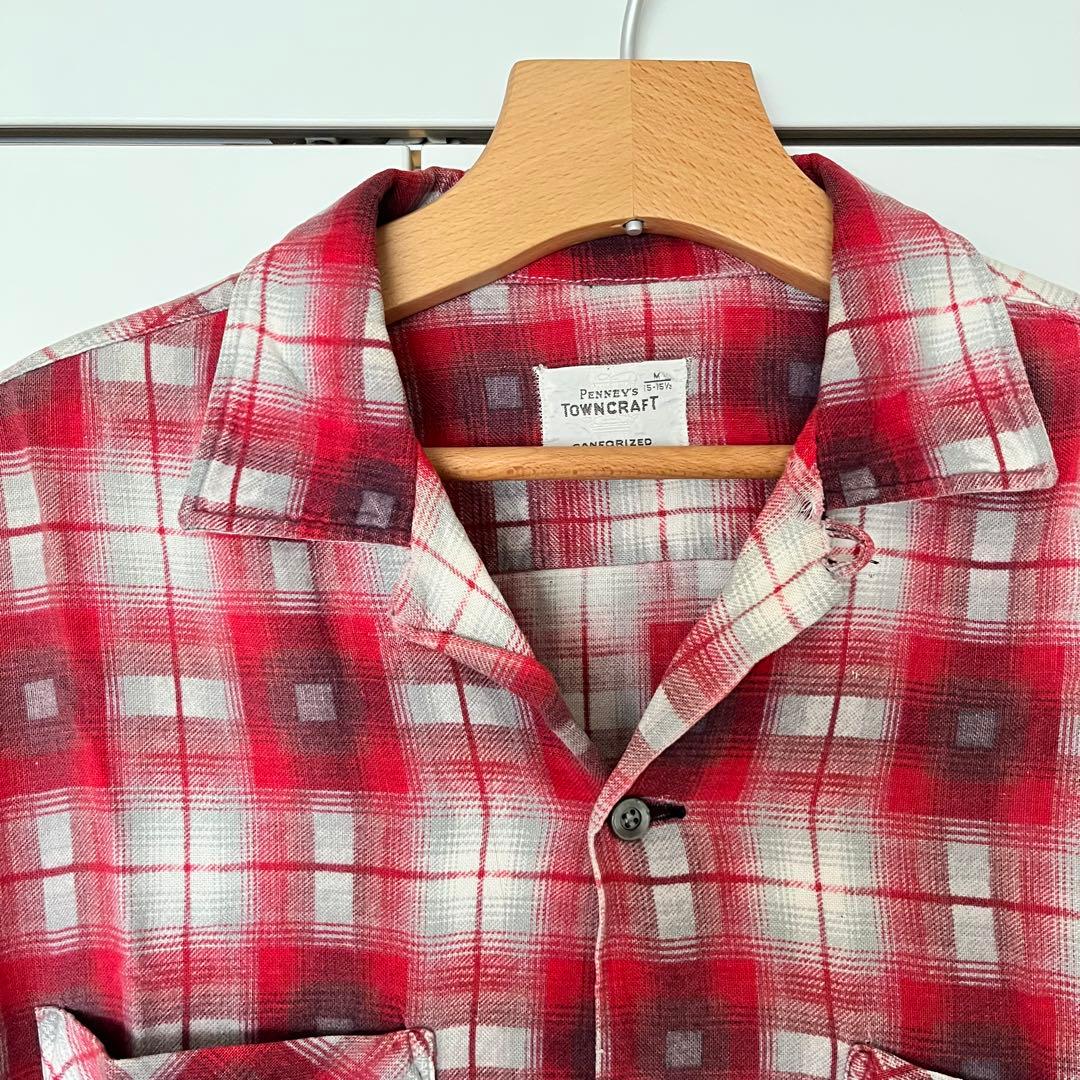 60s towncraft 船タグ オンブレレーヨン　オープンカラーシャツ