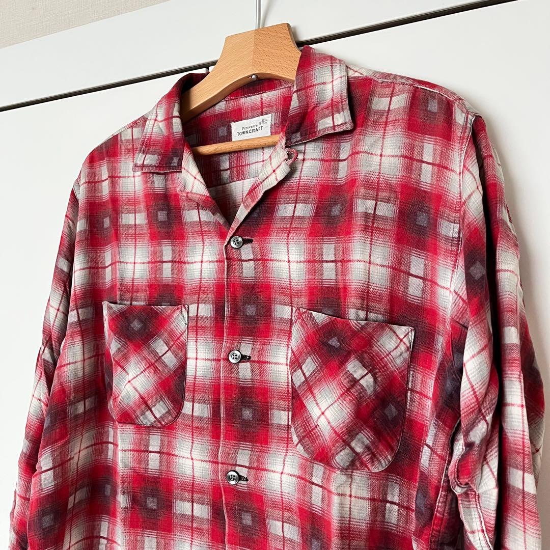 60s towncraft 船タグ オンブレレーヨン　オープンカラーシャツ