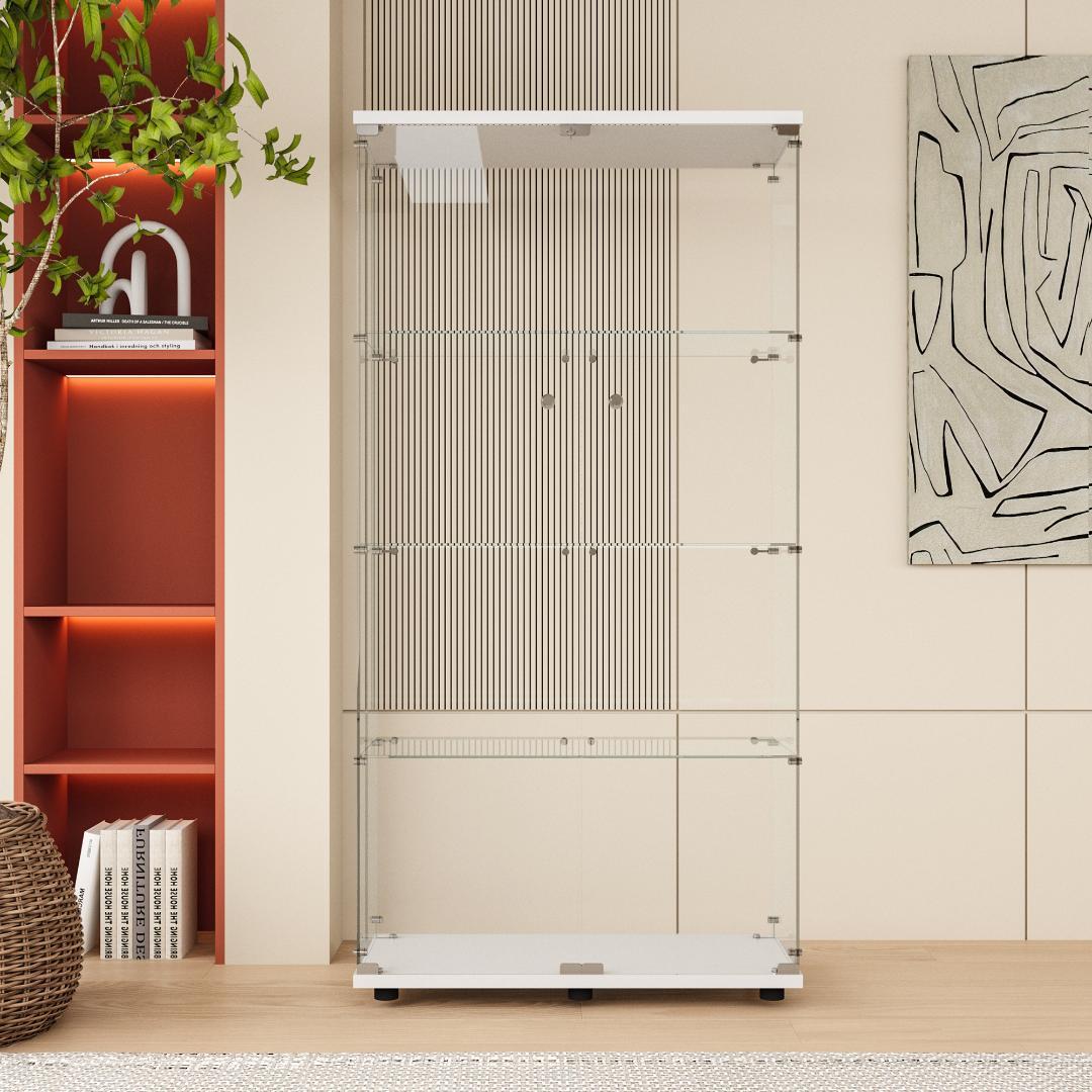 【新品】4段ワイド白｜ガラスコレクションケース｜大人のフィギュア棚 ショーケース