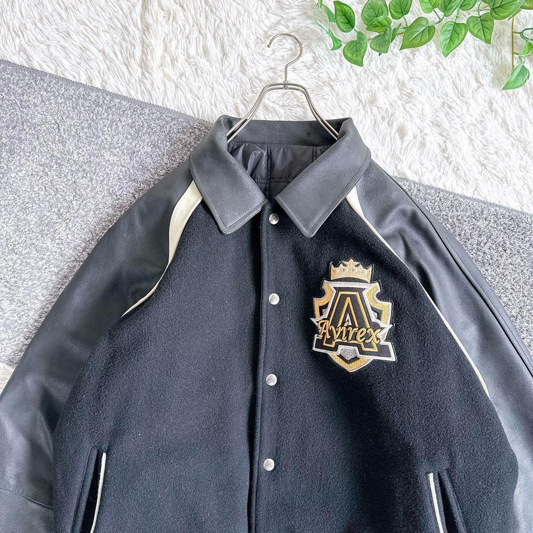 アビレックス　スタジャン　両面デザイン　y2k 袖レザー　中綿　リバーシブル