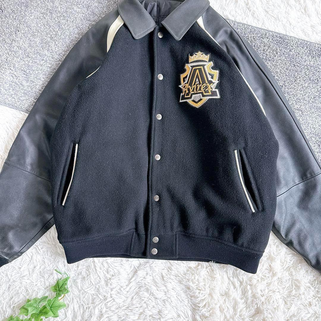 アビレックス　スタジャン　両面デザイン　y2k 袖レザー　中綿　リバーシブル