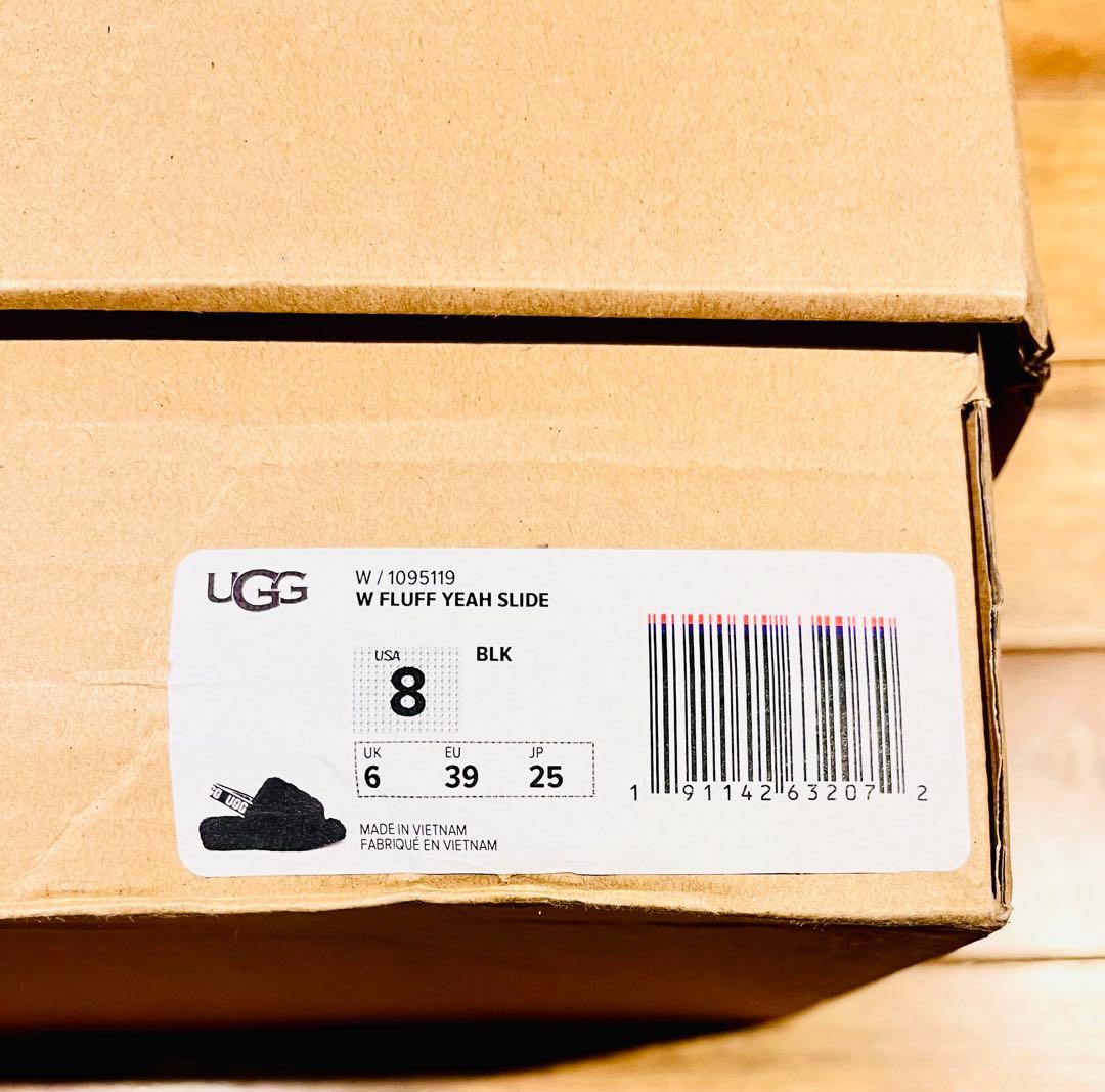 【美品】UGG W FLUFF YEAH SLIDE 黒 ボアサンダル 25cm