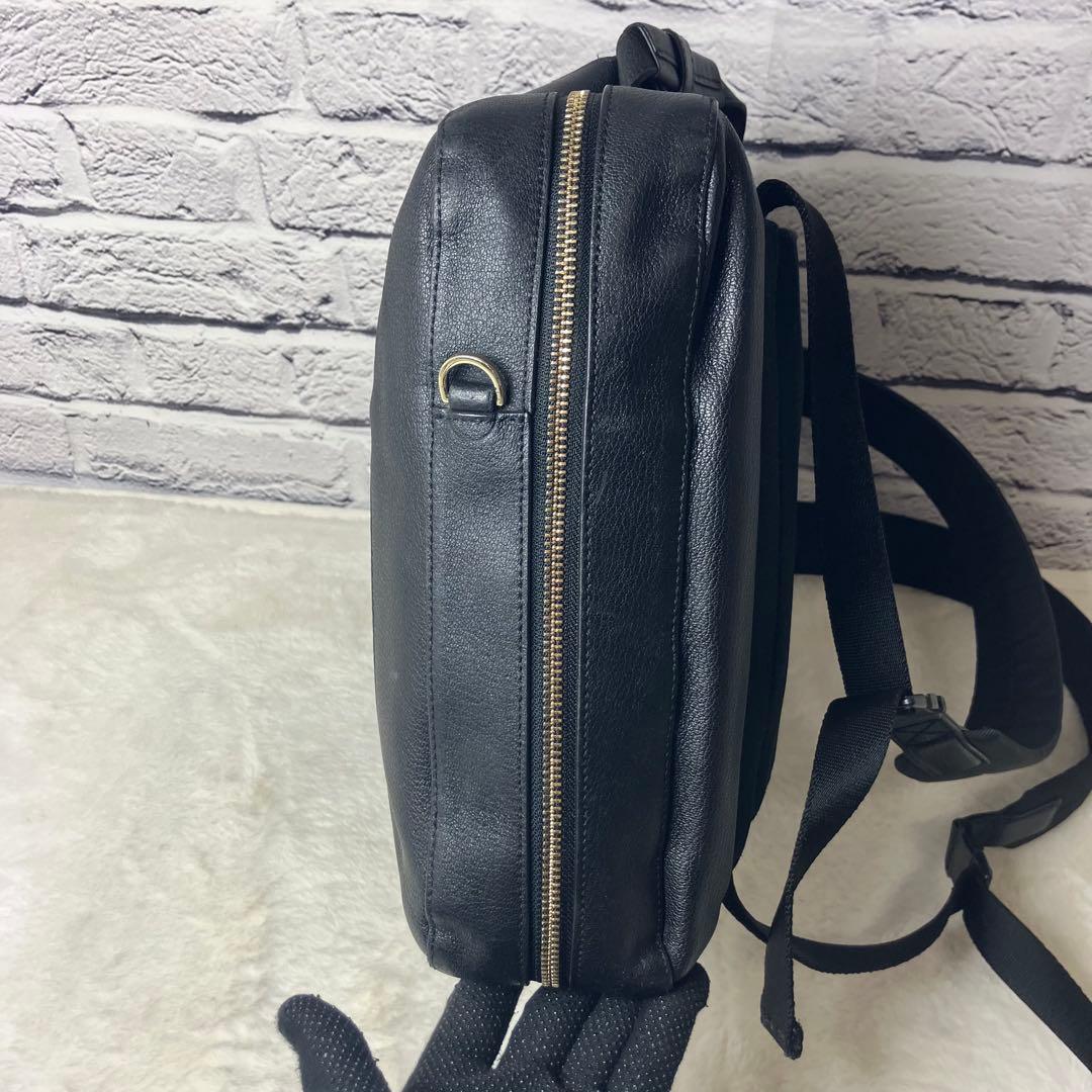 ポールスミス 3way ビジネスバッグ 本革 レザー マルチストライプ 黒