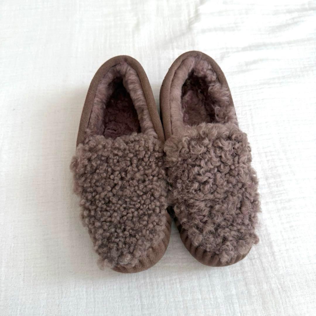 未使用 EMU シープスキンケアンズ カーリーファー ムートン モカシン