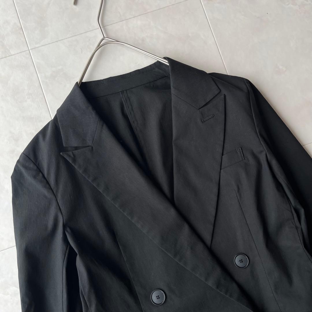 23区 コットンリネンダブルブレストストレッチセットアップ　黒　30