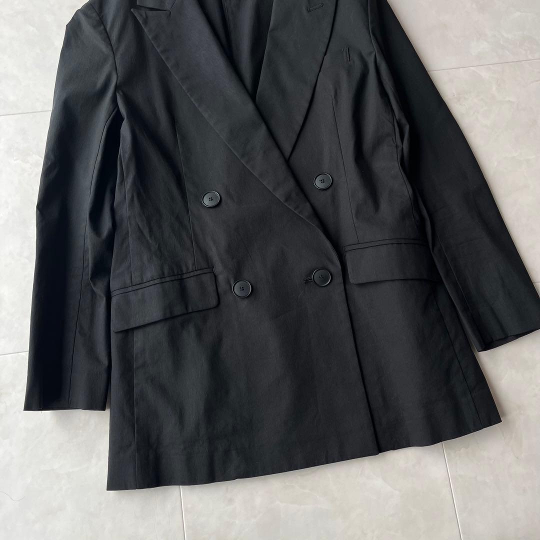 23区 コットンリネンダブルブレストストレッチセットアップ　黒　30