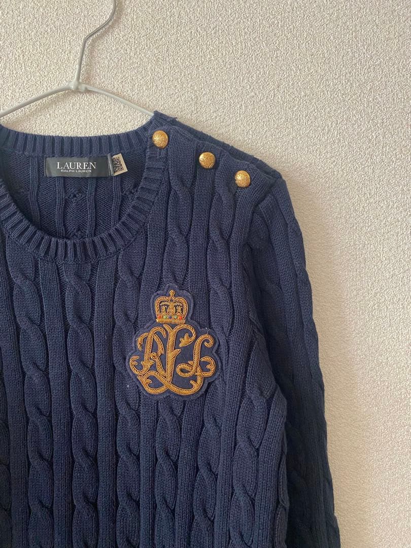 ローレン ケーブルニット ラルフローレン シグネチャーニット ネイビー M