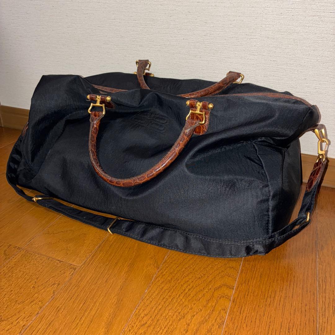 のの◾️BALENCIAGA ヴィンテージ ボストンバッグ大クロコダイル型