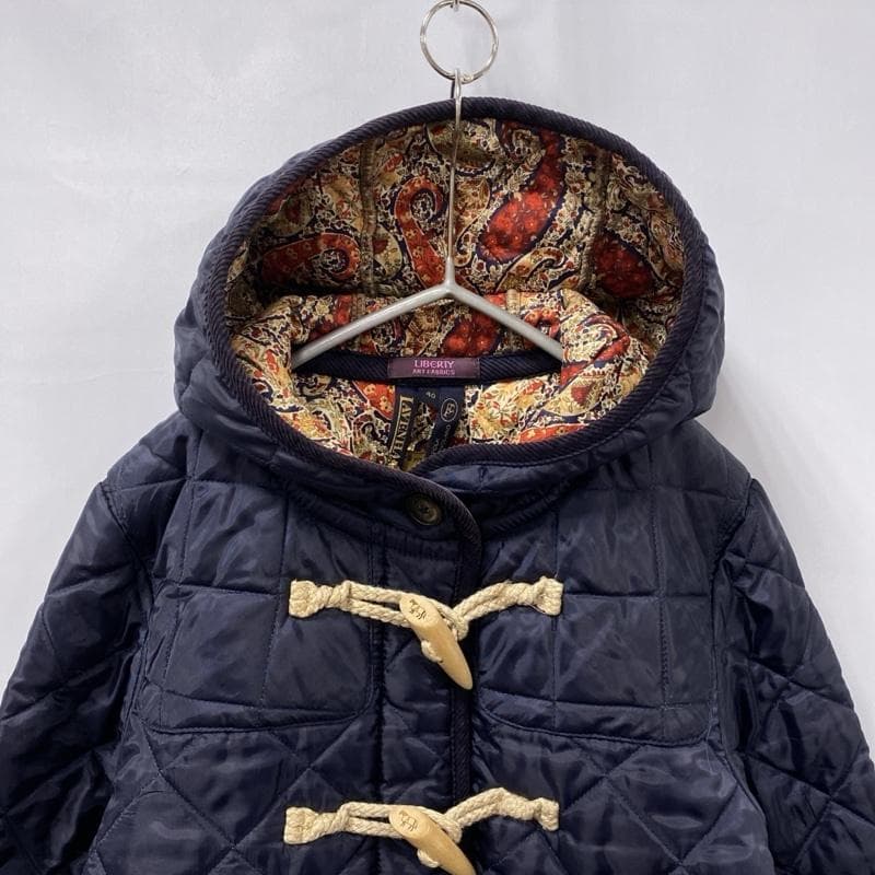 ラベンハム×リバティ/イギリス製/フーデッドキルティングダッフルコート/総柄裏地