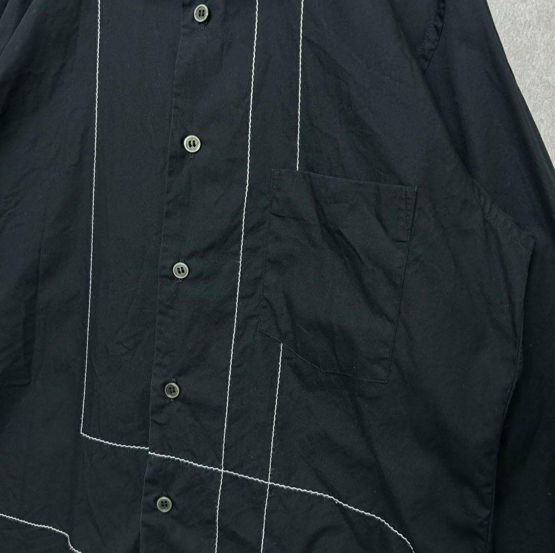 ブラックコムデギャルソン ステッチ長袖シャツ Mサイズ ブラック