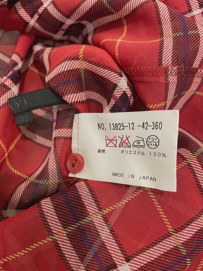 ANAYI ブラウス　ボウタイ付　チェック　シフォン　リボン　春