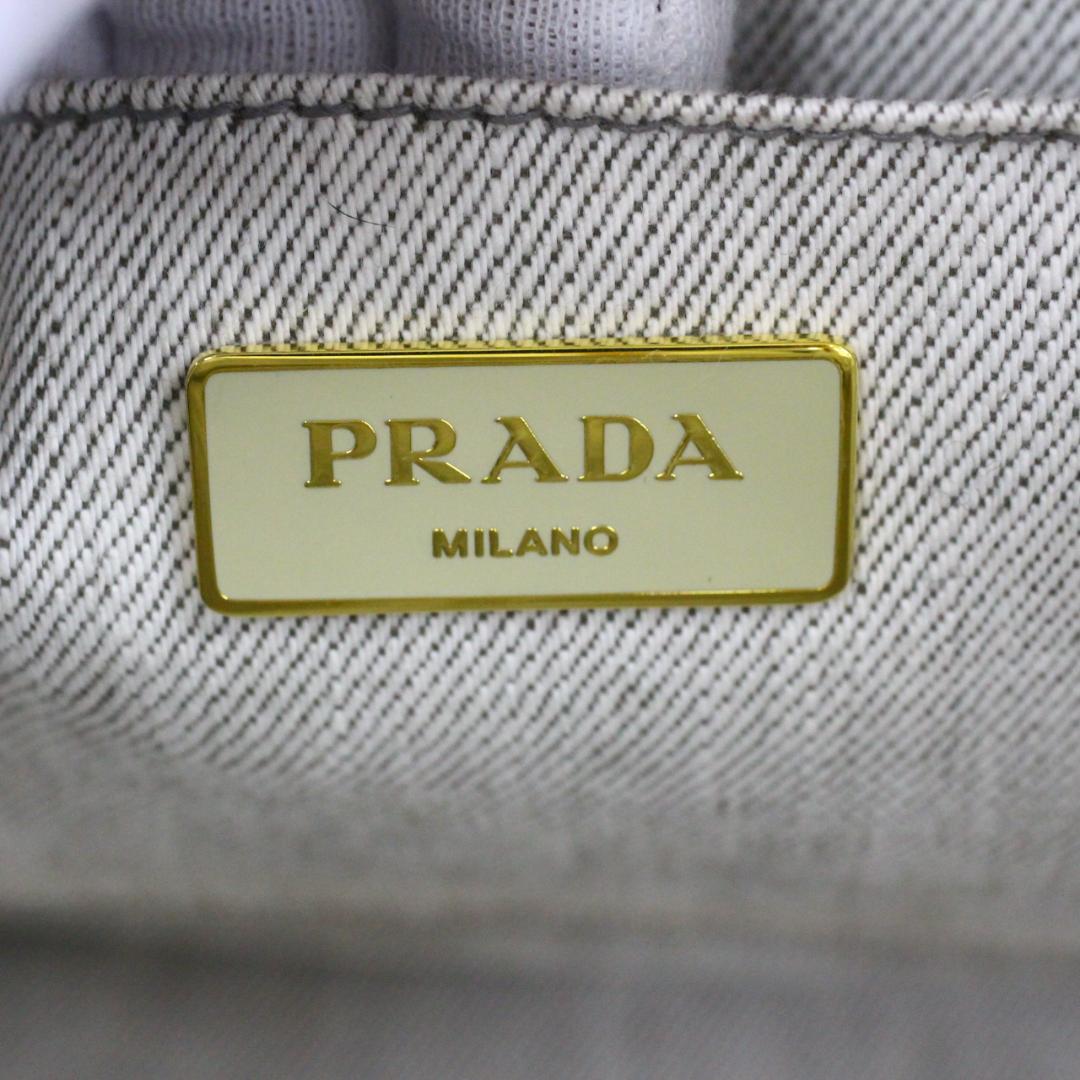 ◇良品 PRADA 2Way ハンドバッグ カナパ デニム ビアンコ Mサイズ