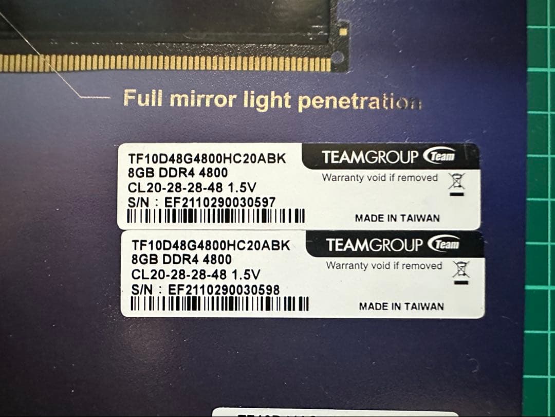 新品未開封 T-FORCE DDR4 4800MHz メモリ 8GBx2枚