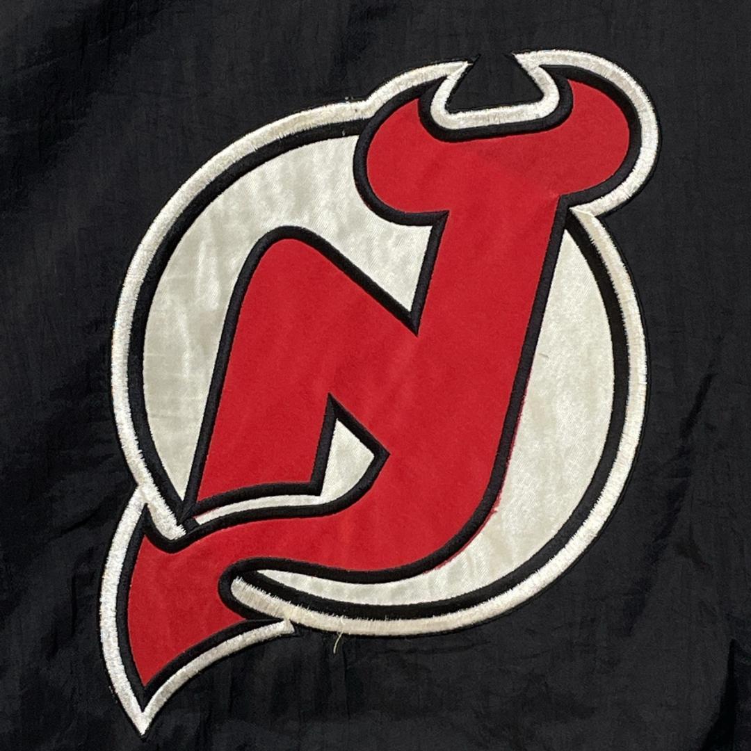 NHL デビルス リバーシブル ナイロンジャケット 中綿 刺繡 黒×赤 2XL