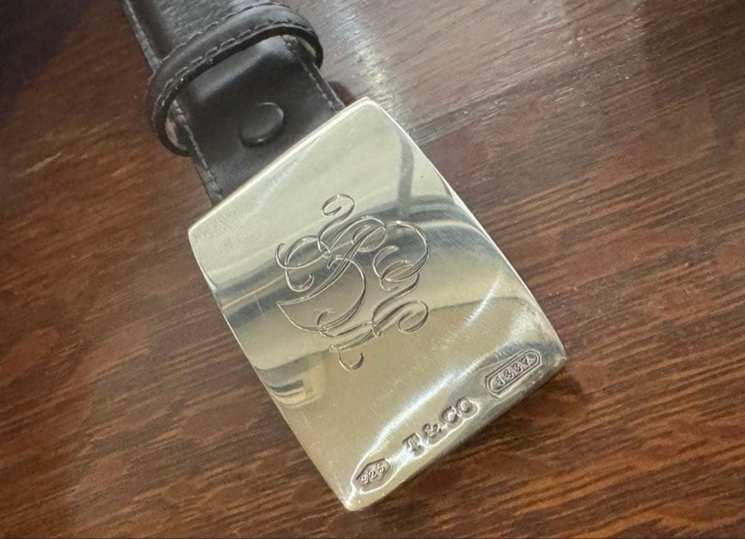 Tiffany&coヴィンテージ レザーベルト36 ティファニー ナロー美品レア