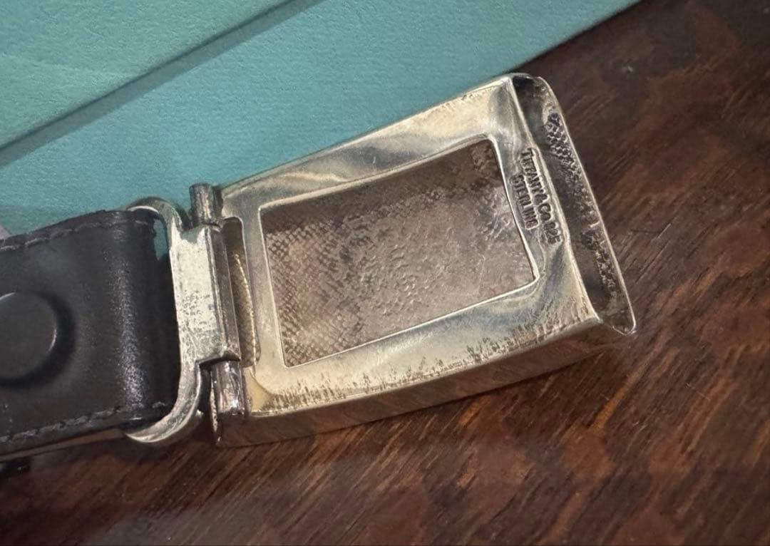 Tiffany&coヴィンテージ レザーベルト36 ティファニー ナロー美品レア