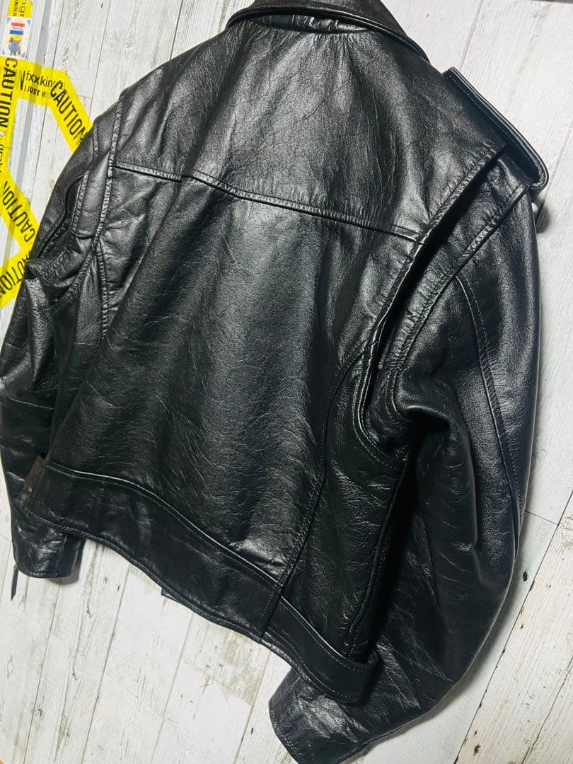 極限定 皮の但馬 ダブルライダース 本革レザー 水牛革 短丈 Lサイズ y2k