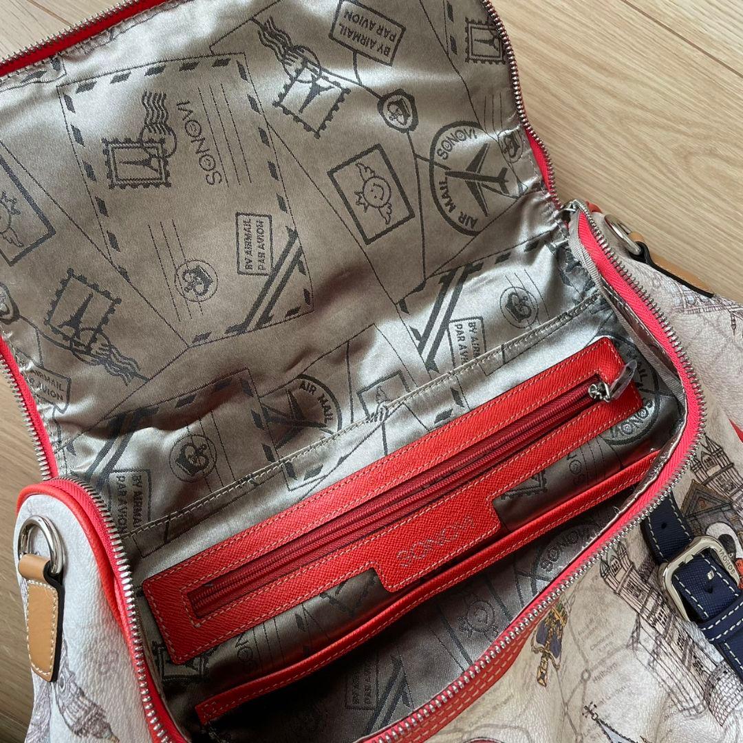 美品　SONOVI 2wayリュック　ロンドン柄　韓国ブランド　韓国　赤　青