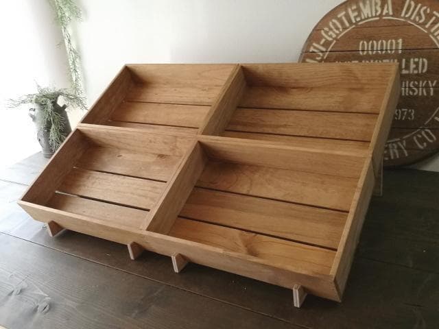 マルシェ傾斜ディスプレイ完成セット（傾斜台と木箱のセット）