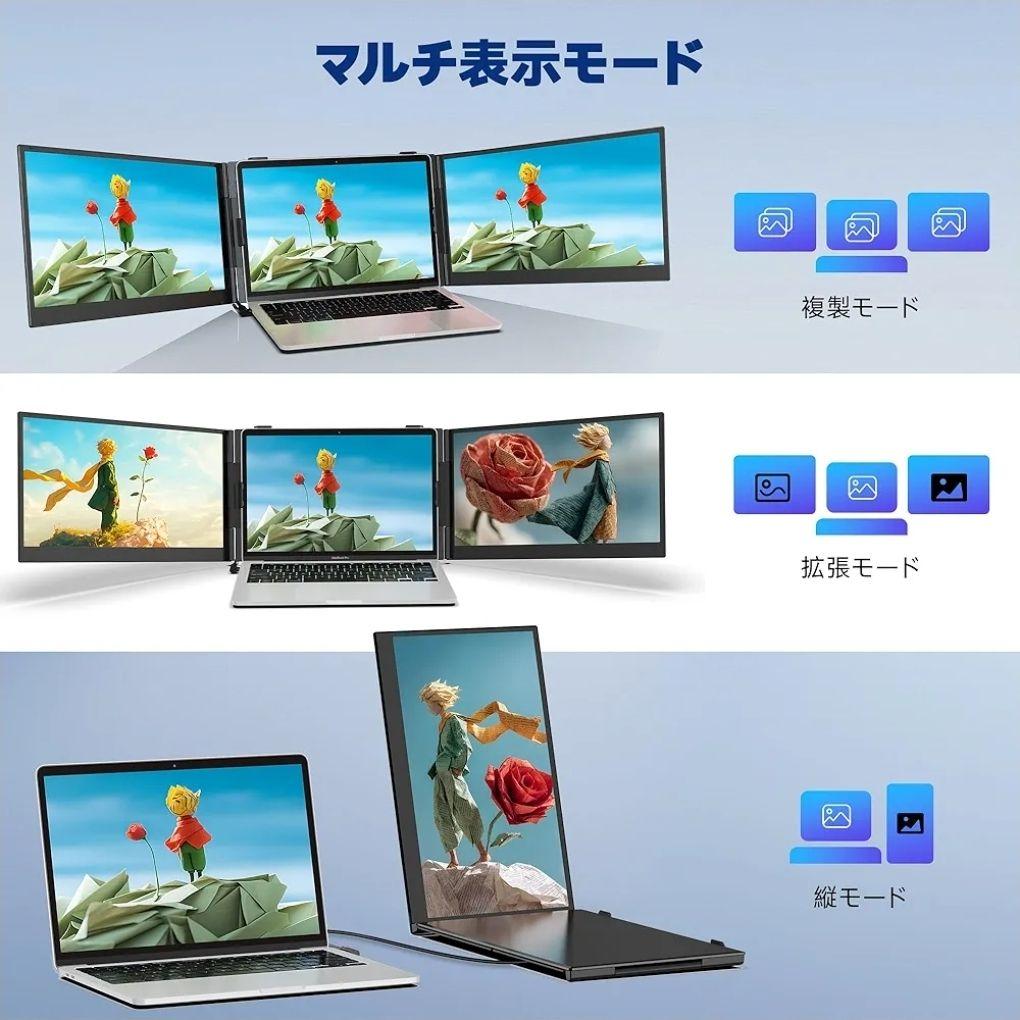 14インチ ディアルモバイルモニター 2画面 ノートパソコン用