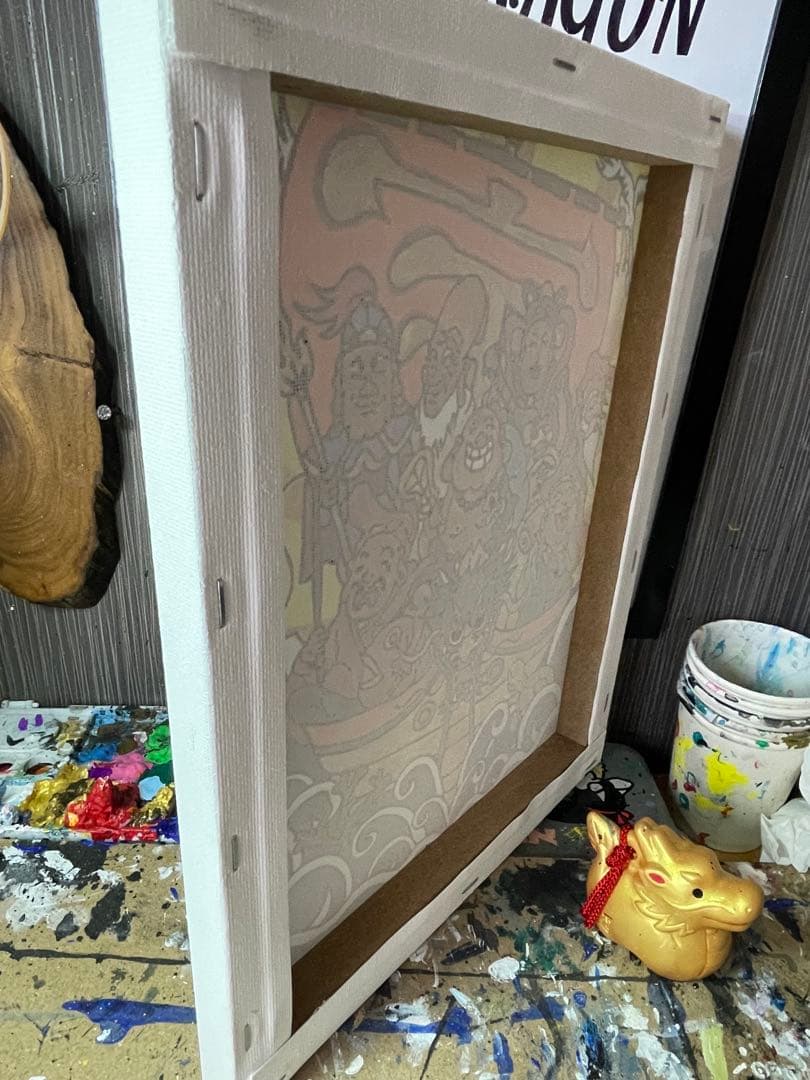 うさ☆ 開運絵画 七福神 アクリル画 絵画 龍ノツカイ 金運