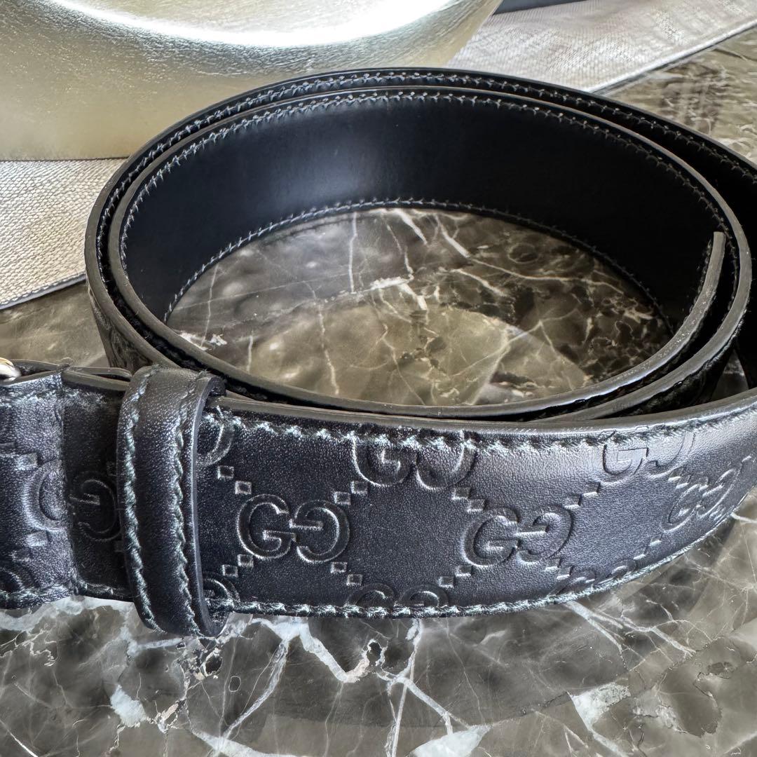 GUCCI インターロッキングGバックル付きメンズベルト