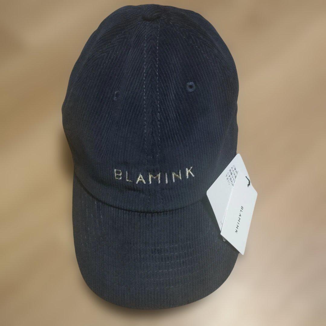 新品　BLAMINK ネイビー コーデュロイキャップ　ネイビー