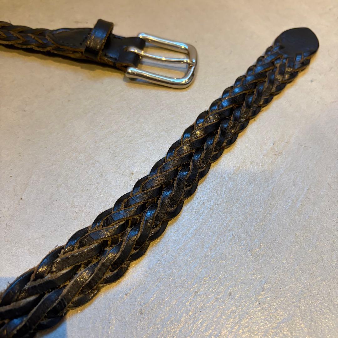 【希少サイズ】Whitehouse Cox 編み込みレザーベルト 34/85
