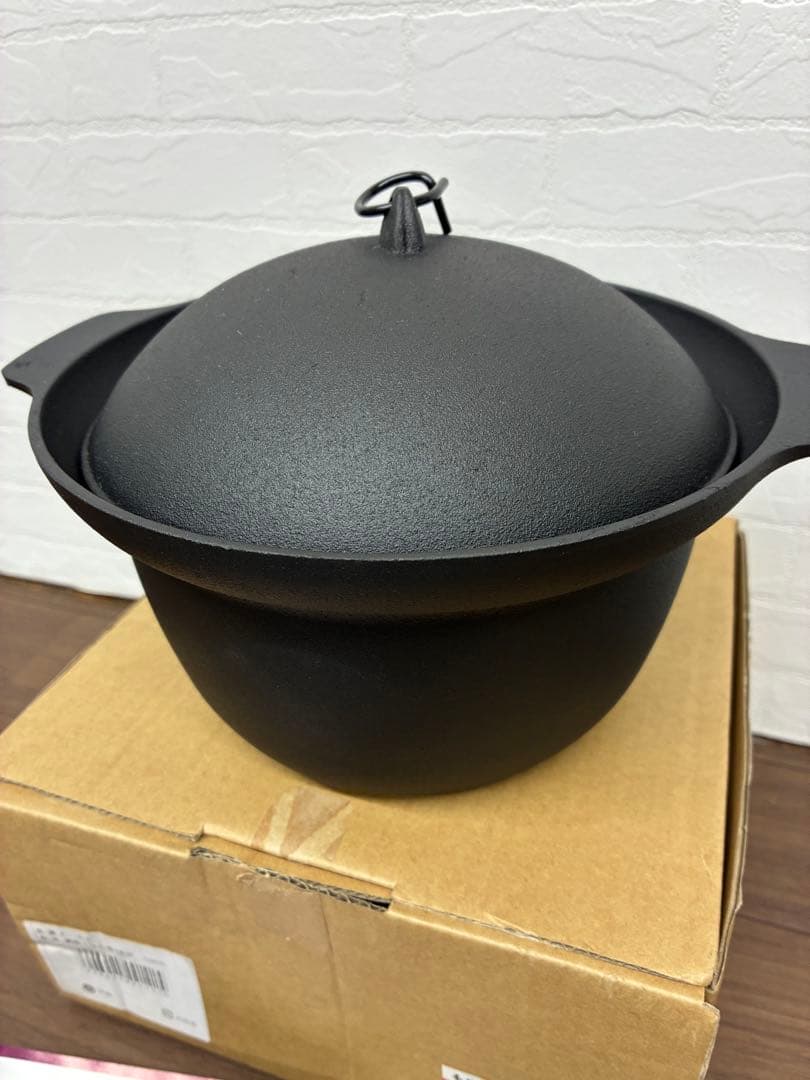 【未使用】南部盛栄堂 南部鉄鍋ご飯釜3合炊き F-414 IH対応