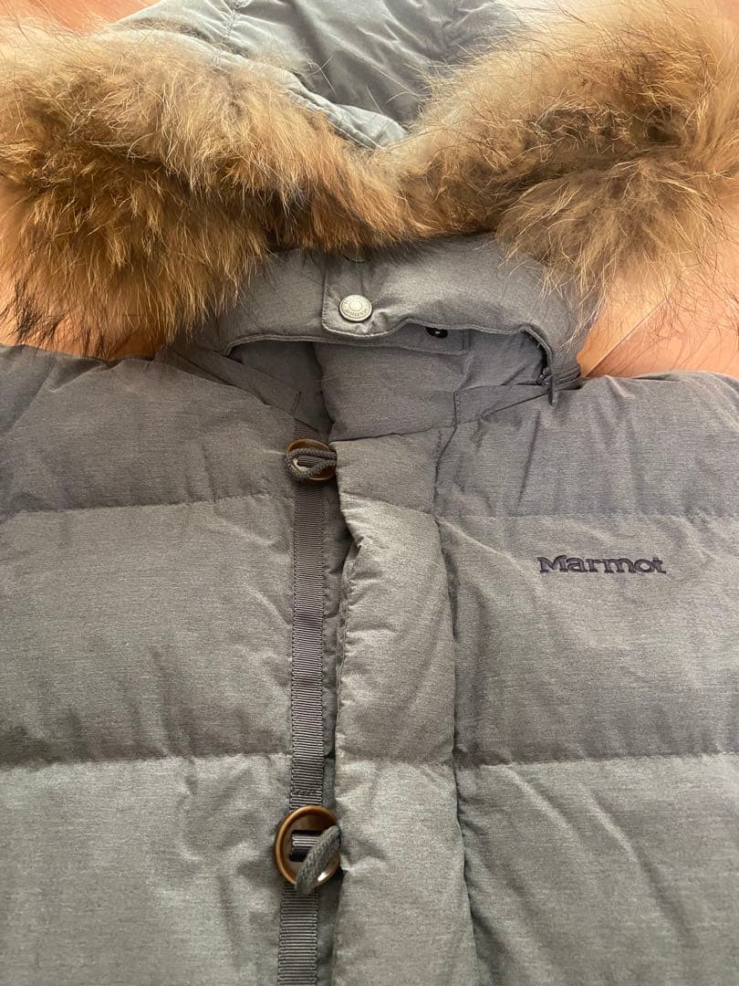 Marmot フード付きダウンジャケット グレー