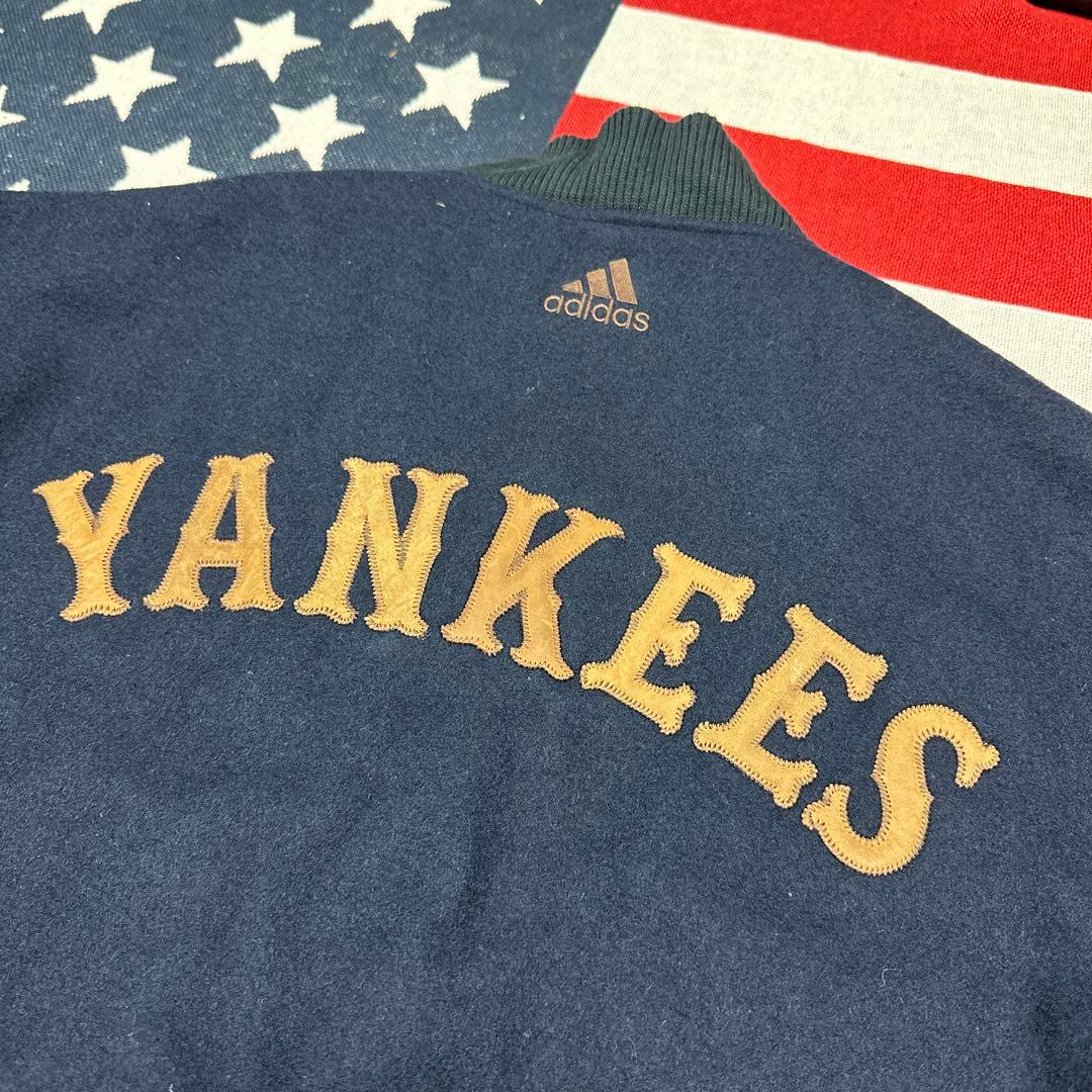 超希少 MLB 刺繍 ヤンキース カナダ製 レザー ボンバージャケット ウール