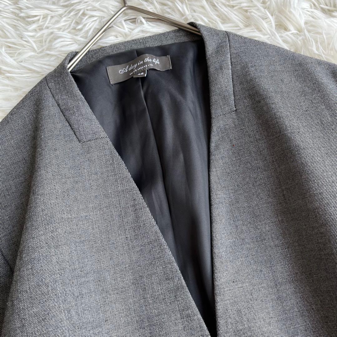 【美品】 UNITED ARROWS ノーカラー セットアップ　グレー　38