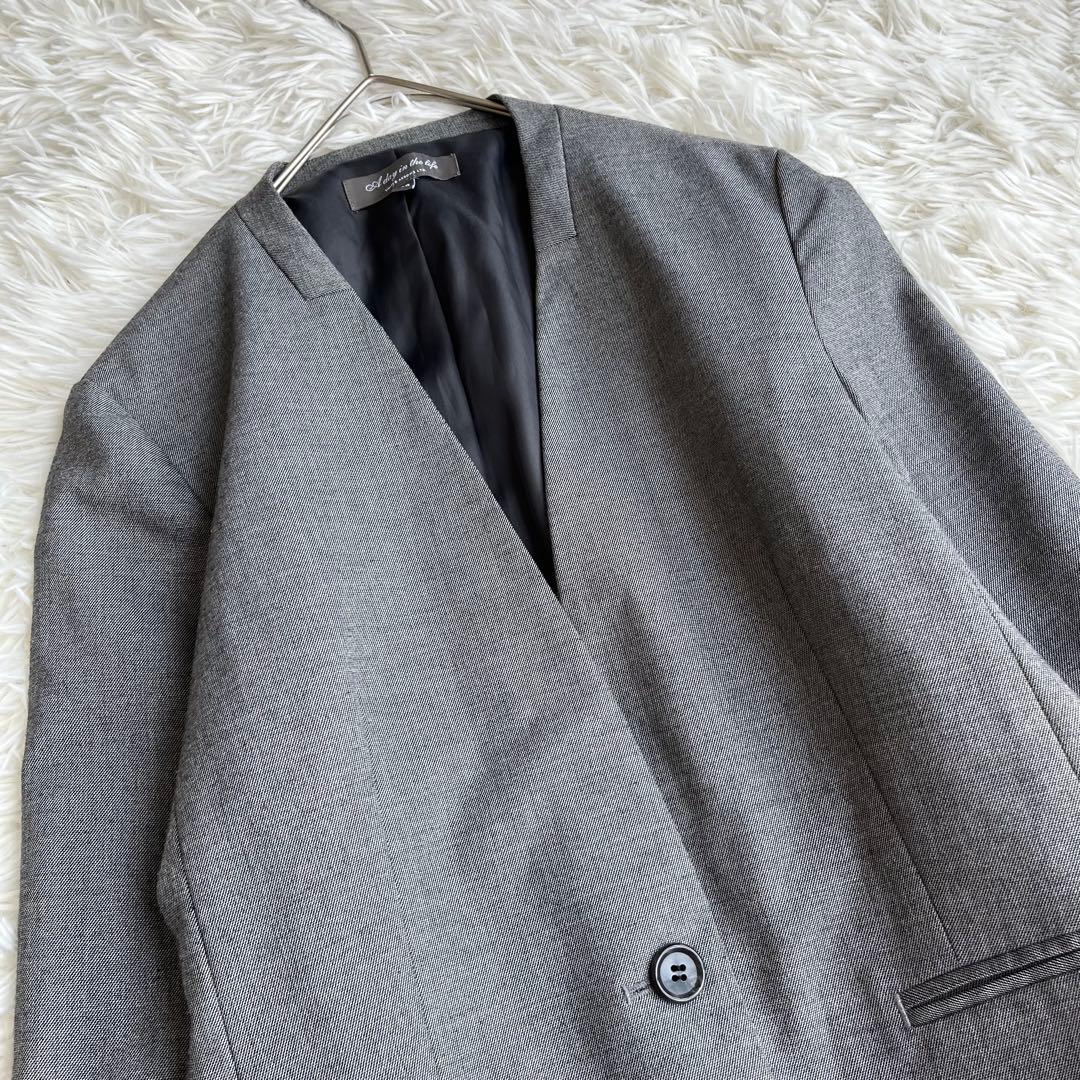 【美品】 UNITED ARROWS ノーカラー セットアップ　グレー　38