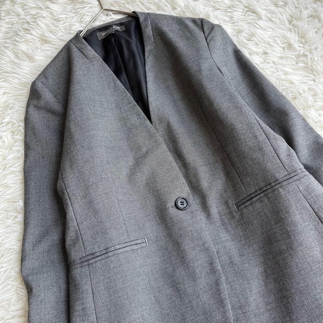 【美品】 UNITED ARROWS ノーカラー セットアップ　グレー　38