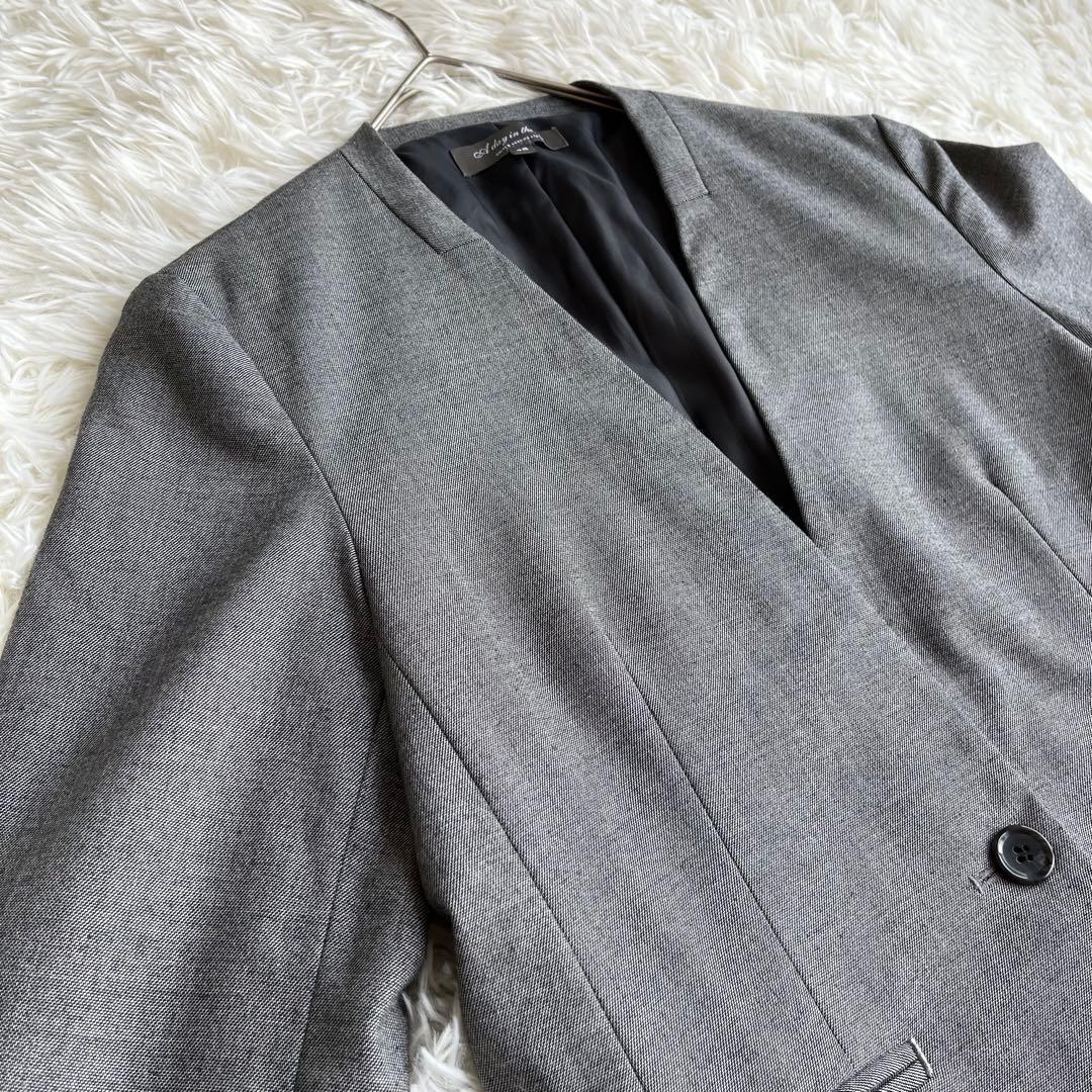 【美品】 UNITED ARROWS ノーカラー セットアップ　グレー　38