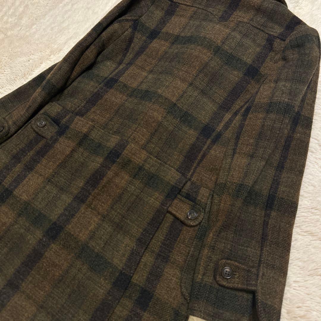 A.P.C アーペーセー チェック柄 ダッフルコート ウール ブラウン系